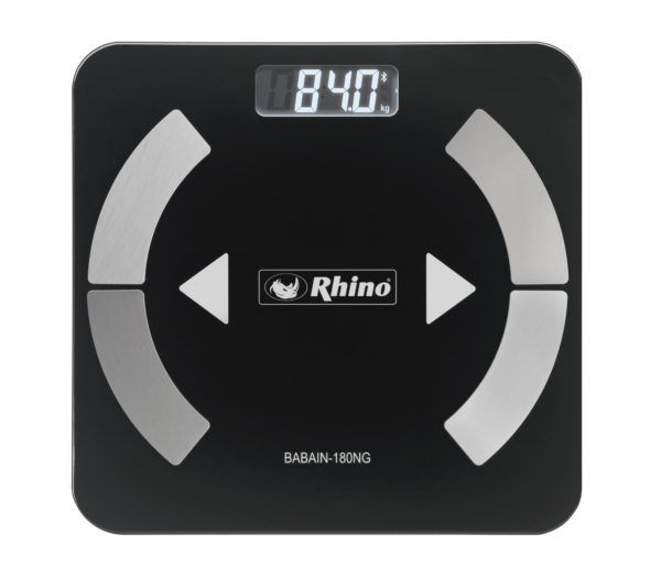 Rhino BABAIN-180NG Báscula Baño Cristal Templado Bluetooth Blanco 180 kg - Imagen 2