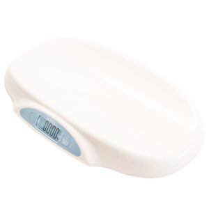 Vista superior de la báscula RHINO BABE-25 con forma tipo cuna y capacidad de 25 kg