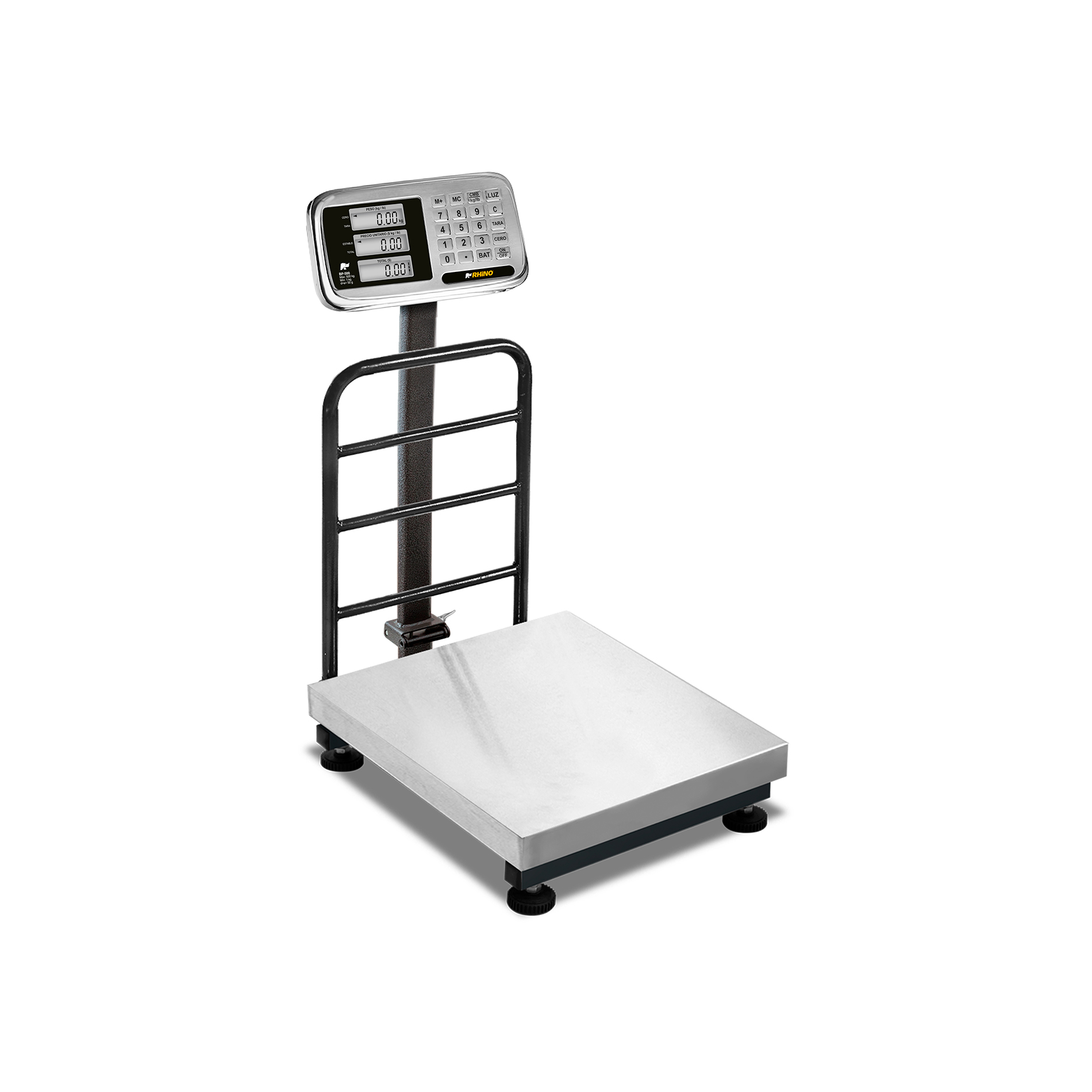 Báscula de plataforma inoxidable Rhino BP-500 con barras de soporte