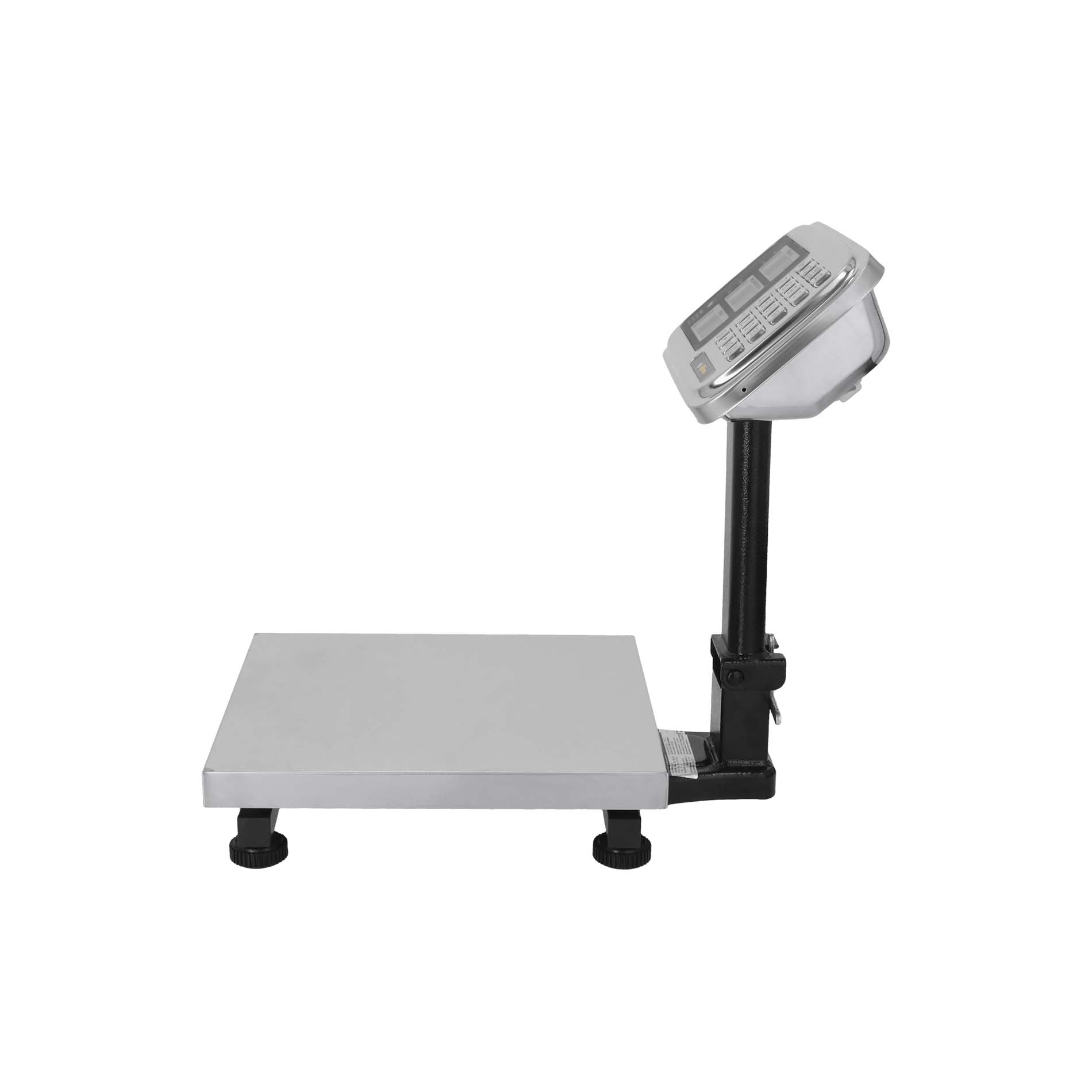 Vista lateral de la báscula de plataforma inoxidable Rhino BP-80