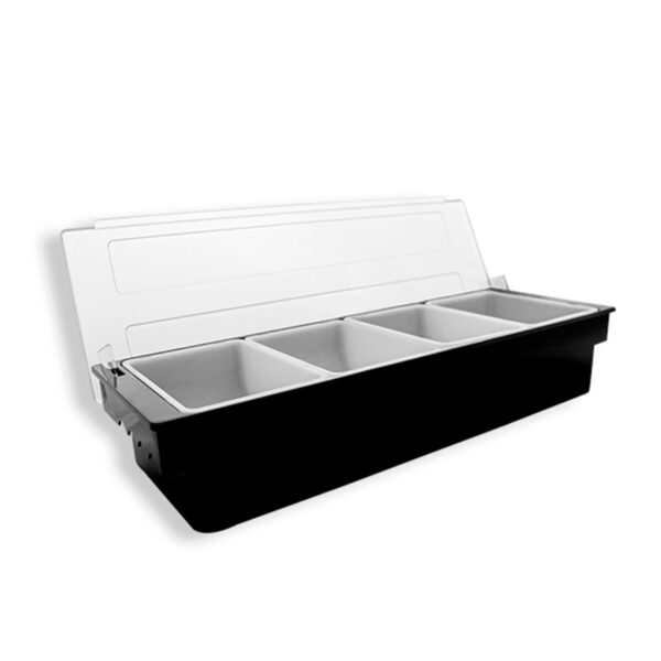 Caledonia CACO-4 Caja Condimentos 4 Compartimientos Tapa Contenedor Removible