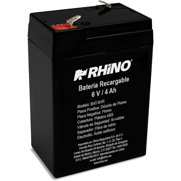 Rhino BAT-6VR Bateria Recargable Plomo Acido 6V / 4Ah