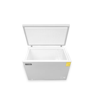Congelador RHINO CONGECO-7 con tapa abierta mostrando espacio interno