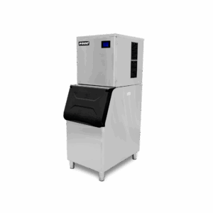 Fábrica de hielo RHINO FAHIEL-200 vista frontal con gabinete de acero inoxidable