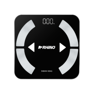 Báscula corporal Rhino BABAIN-180NG color negro con pantalla LED