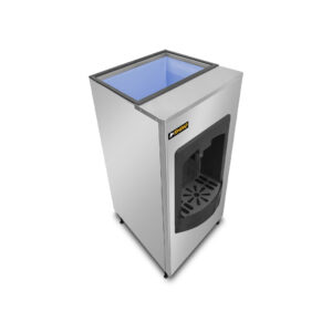 Vista superior de dispensador de hielo Rhino DISHI-60 con depósito de almacenamiento