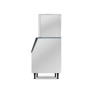 Vista lateral de fábrica de hielo RHINO FAHIEL-250F con gabinete de acero inoxidable