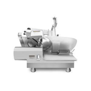 Vista posterior de rebanadora Rhino REBEN-350 con motor de 1 hp