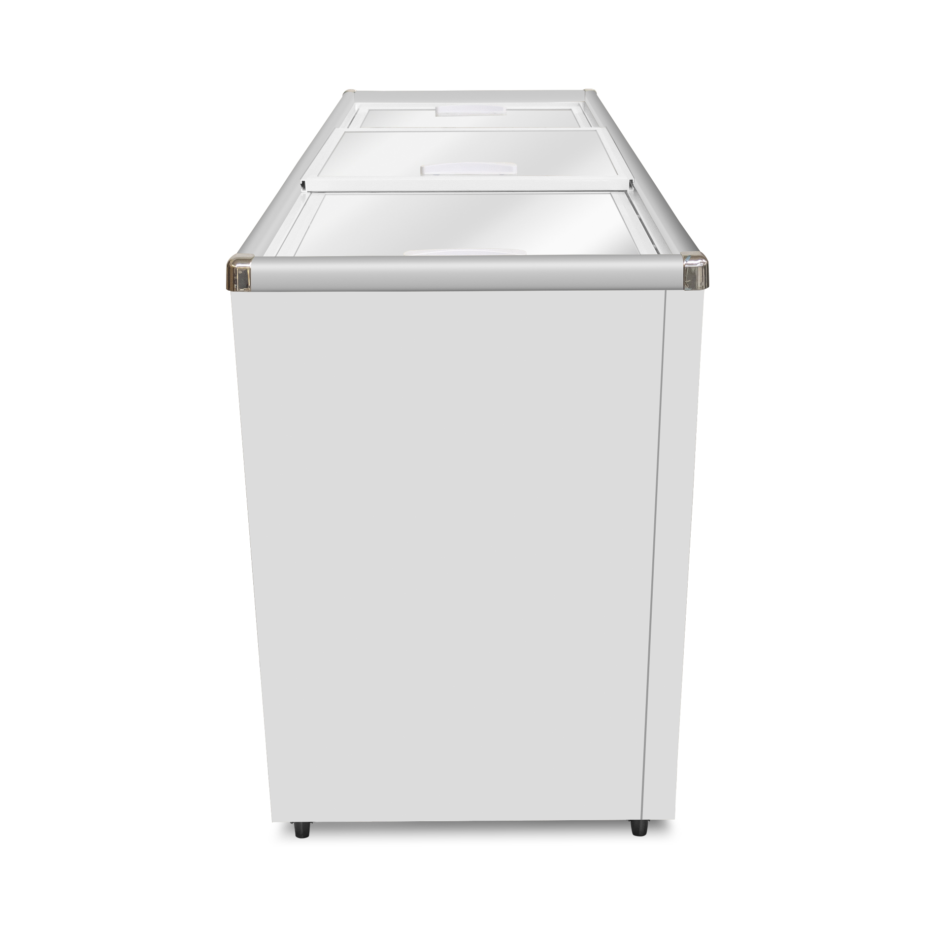 Vista lateral de congelador tapa de cristal plano RHINO CONGECRI-12P