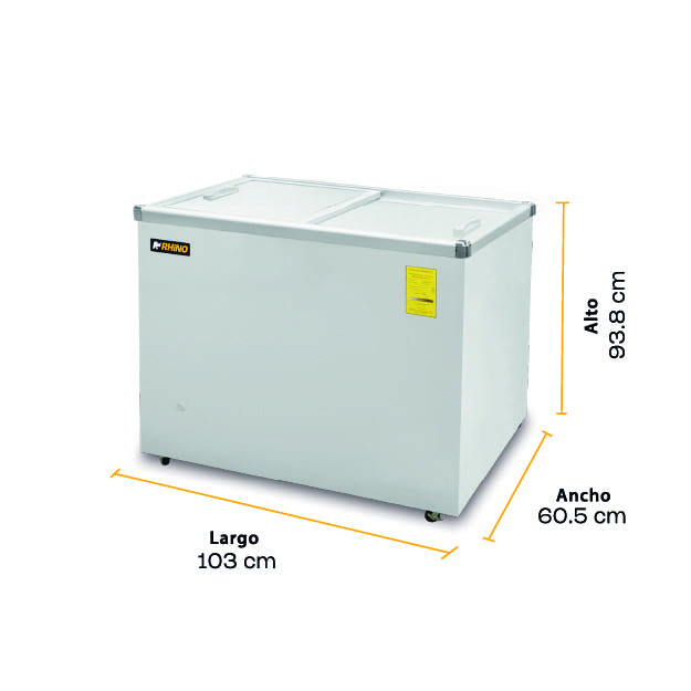 Dimensiones del congelador horizontal Rhino CONGECRI-7P de 161 litros