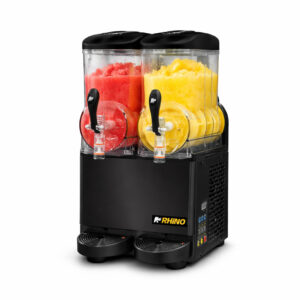 Máquina granizadora 24 L 2 tolvas Rhino MAGRA-2T con granizado rojo y amarillo