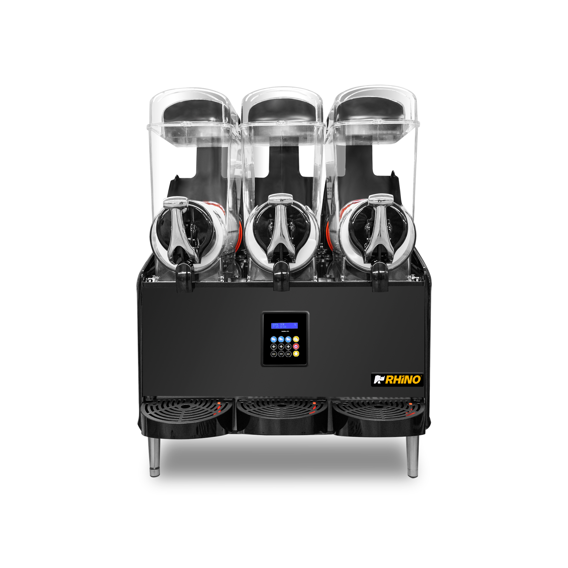 Vista frontal de máquina granizadora premium 36 litros Rhino MAGRA-3TX