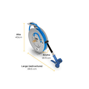 Dimensiones del carrete retráctil Rhino MAPCA-10 de 39.5 por 18.5 por 43 cm