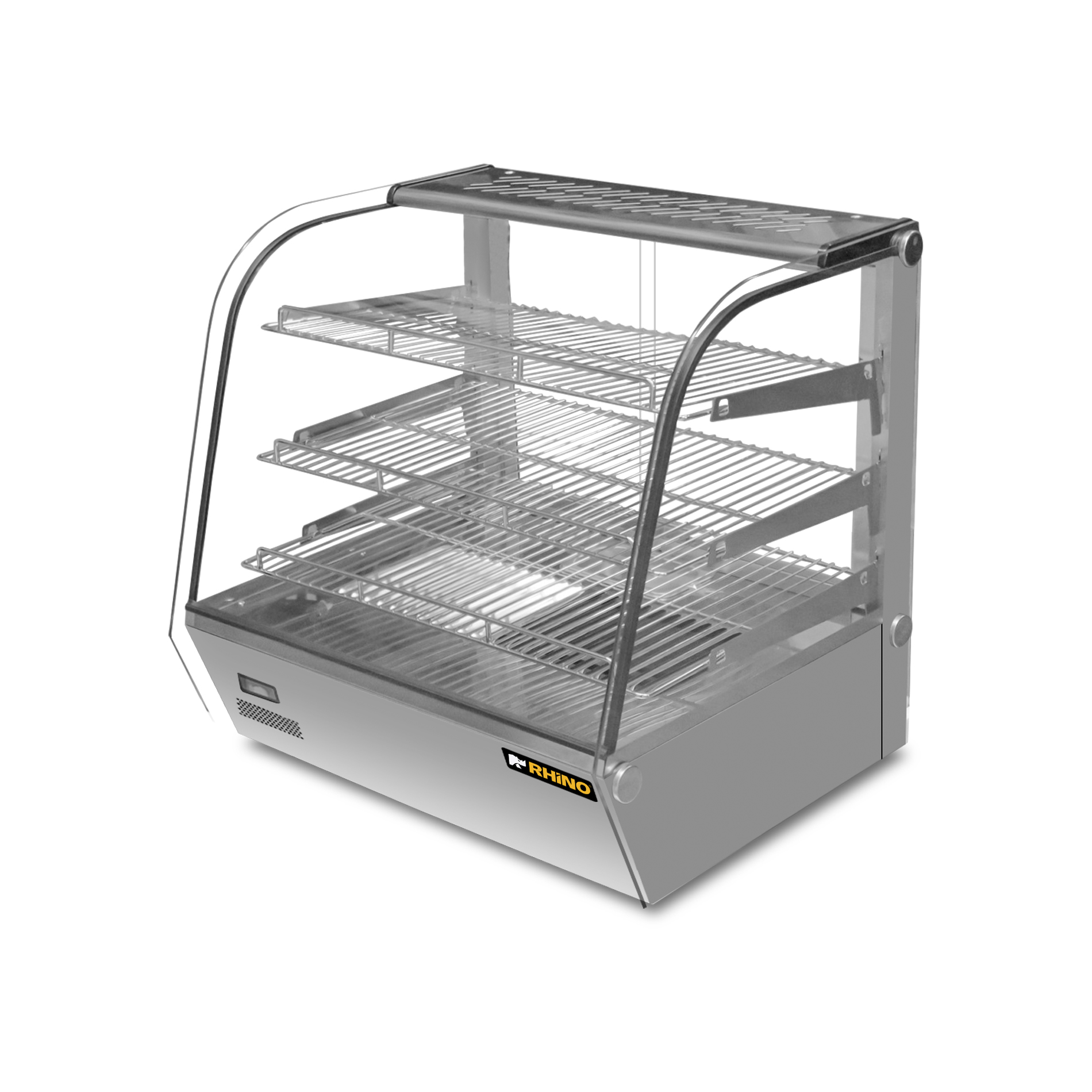 Vitrina caliente Rhino VICAMO-120L de 120 litros vista lateral izquierda