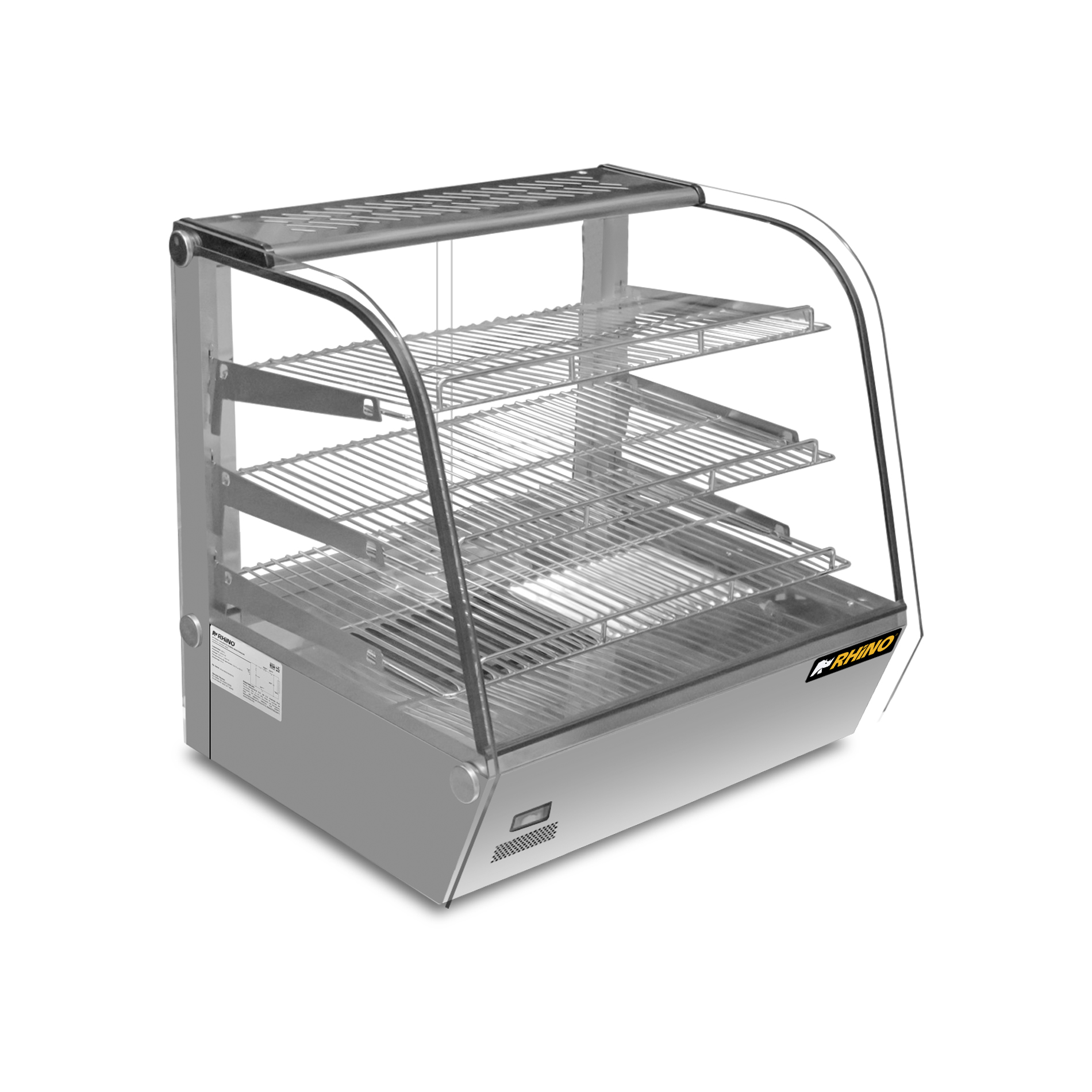 Vitrina exhibidora caliente Rhino VICAMO-120L vista lateral derecha