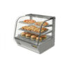 Vitrina caliente Rhino VICAMO-160L con pizzas, hamburguesas y hot dogs en exhibición