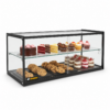Vitrina neutra recta Rhino VITNEU-90R con pasteles cupcakes galletas y postres