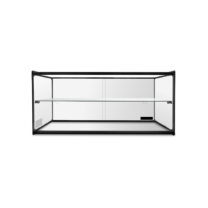 Vitrina exhibidora neutra Rhino VITNEU-90R vista frontal con estructura de aluminio