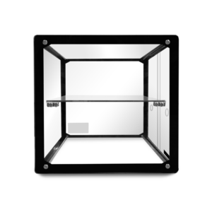 Vista lateral de vitrina neutra recta Rhino VITNEU-90R con repisa de vidrio