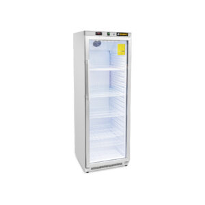 Refrigerador vertical con puerta de cristal Rhino REVEAB-13C vista diagonal izquierda