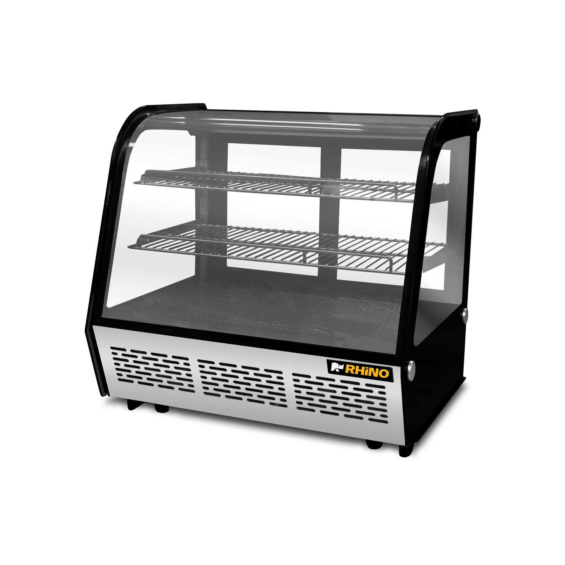 Vitrina refrigerada de mostrador Rhino VIREMO-120 vista frontal en perspectiva